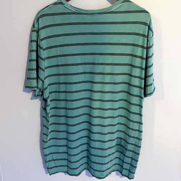 Mens Express green striped T-shirt - Picture 3 of 6